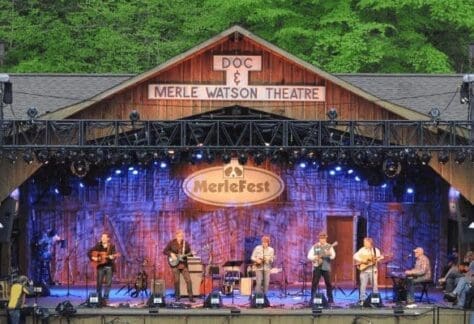 band playing on merle fest stage